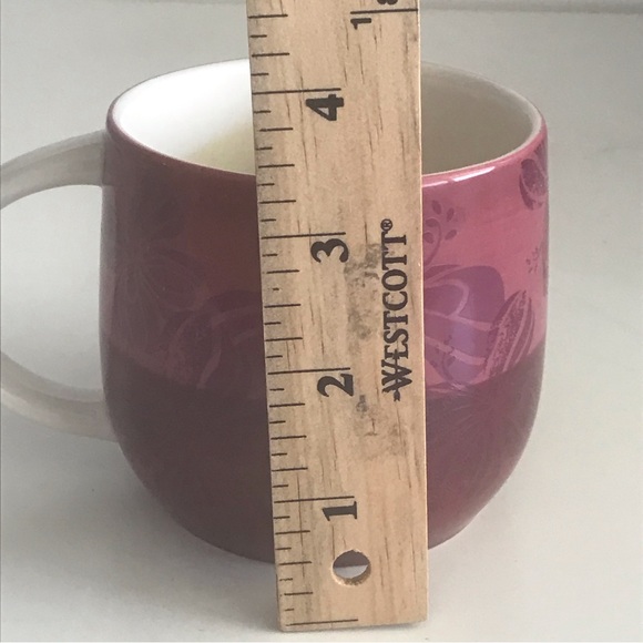 STARBUCKS 2011 Two Tone Dusty Mauve Purple & Hibiscus Ceramic Hand Painted Mug - Picture 10 of 11